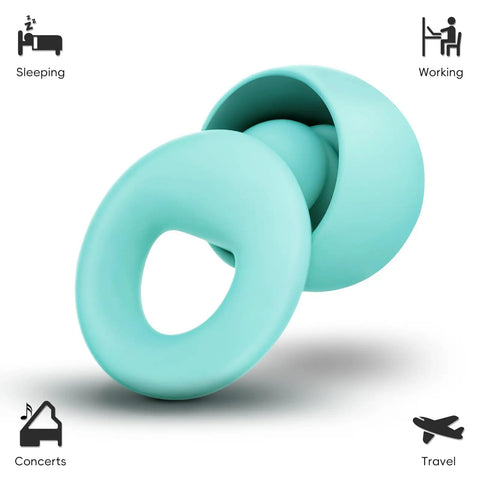 Ultra Comfortable Noise Canceling Earplugs For Sleep And Focus, Flexible Reusable Two Pack, Soft Silicone Light Green design