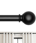 Black 5/8 Inch Curtain Rod Set For Windows 18 To 45 Inches, Short Adjustable Drapery Pole With Finials, Brackets, Connectors And Hardware, Matte Black Finish For Easy Install