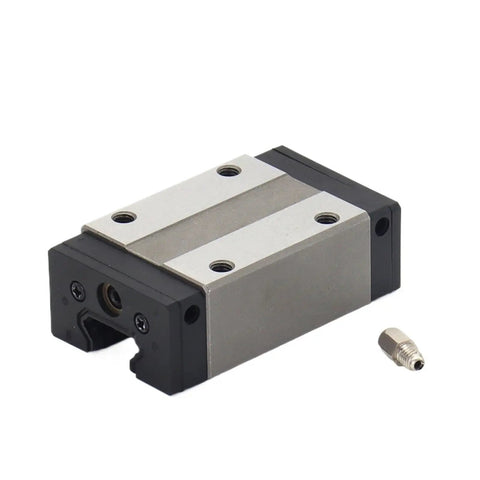 Heavy Duty Metal Linear Motion Guide Slider Block Featuring Buttery Smooth Travel Carriage For DIY CNC Routing And Engraving Machines, side view showing solid steel construction.