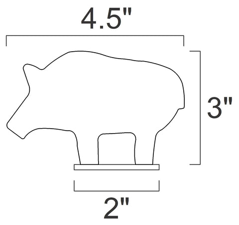Diagram of pig target in Twenty Piece 22LR Small Bore Metallic Silhouette Knock-Overs Targets Set Featuring Chickens Turkeys Pigs And Rams