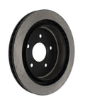 Front view of Centric Premium brake rotor with black hub, vented silver disc, and five lug holes