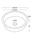 Top Notch Rust Resistant Stainless Steel Round Vessel Basin 15 6 Inch with dimensions for modern bathrooms kitchens setup.