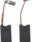 Top Shelf CB175 Carbon Brush Set For Cordless Power Tools Heavy Duty OEM Replacement Parts close up view of black carbon brushes with connectors.