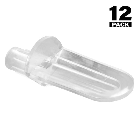 Hella Sturdy Clear Plastic Shelf Support Pegs With Built In Locking Tabs To Keep Shelves Locked Tight Spoon Style Cabinet Rack Hardware For No Sweat Updates And Solid 12 Pack, clear plastic peg detail.