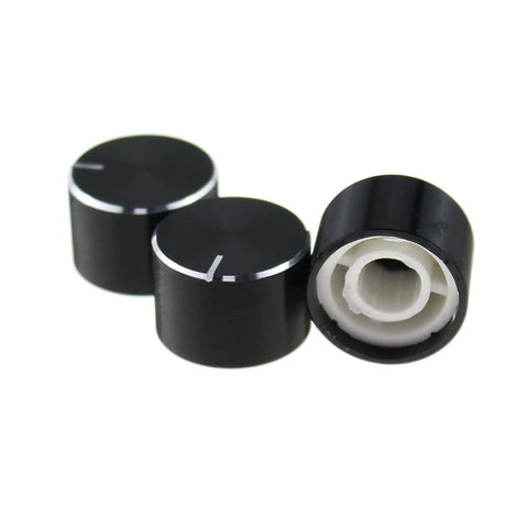 Six Pack Black Aluminum Potentiometer Knobs Knurled 6mm Shaft Diameter 10x15mm For Volume Control Tempo Control Sound Adjustment Replacement For Audio Gear Guitar Amps