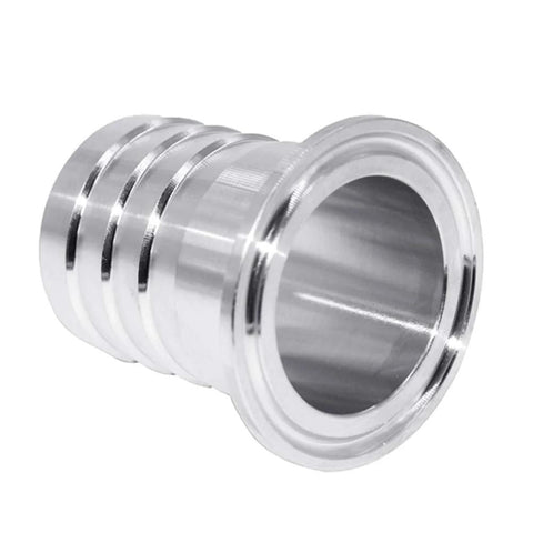 JoyTube 1.5" tri-clamp to 1-1/2" hose barb adapter, 304 stainless steel sanitary fitting.