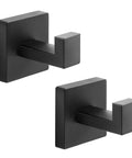Heavy Duty Stainless Steel Towel Hooks Wall Mounted Square Robe Hooks for Bathroom Kitchen Bedroom and Hotel Matte Black 2 Pack