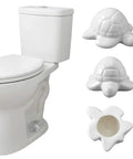 Top Shelf White Ceramic Sea Turtle Toilet Bolt Covers 2 Piece Set Fresh Coastal Bathroom Decor Screw Caps on toilet.