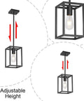 Industrial Black Metal Lantern Pendant Light 1 Light For Kitchen Island Dining Room Bar Cafe Adjustable Hanging Ceiling Fixture Dimmable Easy Install.