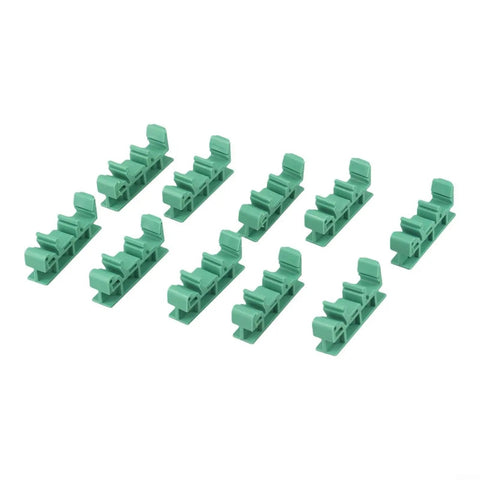 Rock Solid DIN Rail PCB Mounting Bracket 35mm Green Plastic Secure Vibration Resistant Mounting Clamp For Standard 35mm DIN Rails In Industrial Environments Easy Snap In Design For Quick Installation And Stable Performance In Dusty Harsh Environments., pack of 5 green DIN rail PCB mounting brackets
