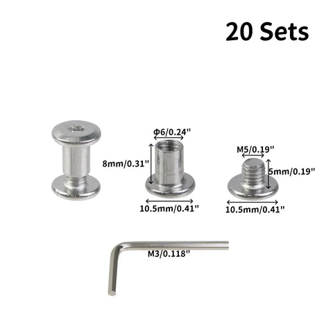 Top Shelf Stainless Steel Chicago Screws M5X5MM, Built Heavy To Lock Down Firm With Smooth 6X8MM Grip, Hex wrench and fasteners set.