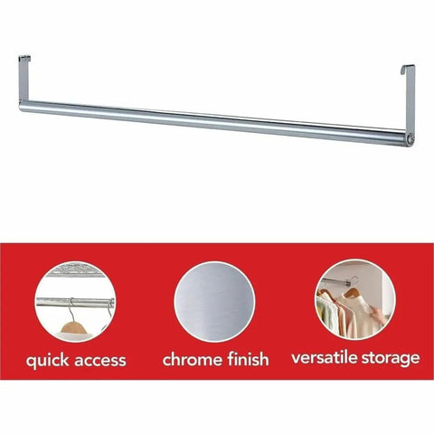 Heavy Duty Chrome Wire Shelving Garment Hanger Bar Hella Secure Mount Fits 48 Inch Wide Racks For Smooth Clothes Organization And Ultimate Office Setup Solutions