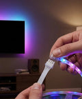 Close-up of No Sweat 2 54Mm Pitch Sm Connector Extension Cable Male To Female 22Awg Wire connecting to LED strip.