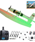 F949 RC Plane Ready To Fly 3CH 2.4GHz Remote Control Airplane displayed with LED lights, remote, batteries, and propellers