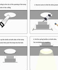 Installation guide for SDdPulse 4 Pack Recessed Lighting Recessed Light Fixtures, showcasing steps and tools used.