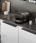 Aluminum Alloy Concealed Cabinet Door Pulls 1200mm Two Piece Black Wardrobe Kitchen Handles With Finger Edge on white cabinets in kitchen