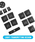 Mercedes Benz Window Switch Button Trim Cover Sticker Kit Pack of 14 with symbols on black design shown