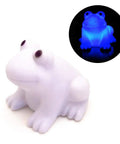 Ultra Cute Frog LED Night Light For Kids Room With Automatic Color Changing LEDs showing white and glowing blue options
