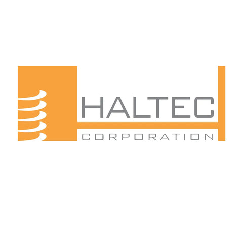 Haltec Corporation logo in orange and gray colors, featuring company name with abstract design on the left side.