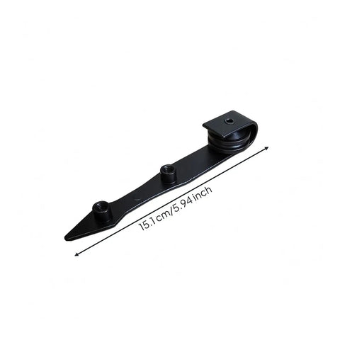 Heavy Duty Matte Black Barn Door Roller Hardware With Slick Tapered Hook Design And Hardcore Triple Thread Sliding Track System For No Sweat Modern Door Glide Setup, 15.1cm hook
