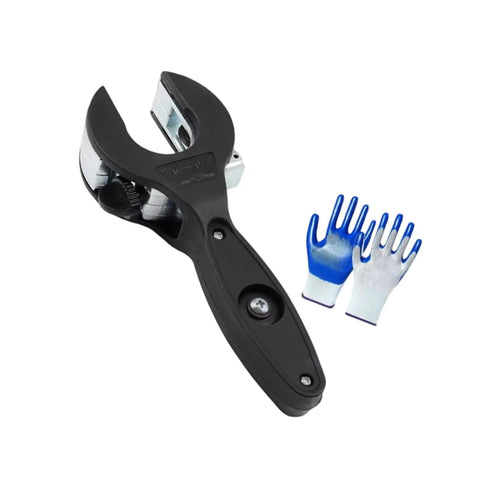 Ratcheting Pipe Cutter With Ergonomic Handle And Included Gloves For Home Plumbing Heavy Duty Metal Build Easy Grip Tubing Tool