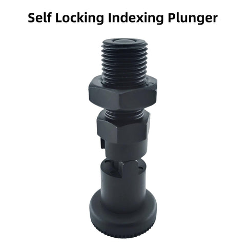 Two Pack Push Fit Ball Nose Spring Plungers With M12x1.5 Threads Carbon Steel Self Locking Indexing Plungers With Knob Positioning Pin And Lock Nut