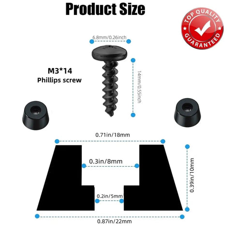 Detailed size chart for 12 Pack Speaker Isolation Pads With Screws Rubber Feet For Bookshelf Speakers Studio Monitors Subwoofers.