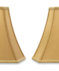 Antique Gold Rectangle Cut Corner Bell Designer Lamp Shade Dope Look 5x6.5 x 8x12 x 10 Slant Height Silk Shantung 2 Pack