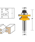 Three Piece Router Bit Set With Half Inch Shank For Round Over Cove And Raised Panel Cabinet Door Bits Rail And Stile Milling Pro Grade Carbide Micro Grain Blades For Woodworking, showing one bit and diagram of cove cut detail