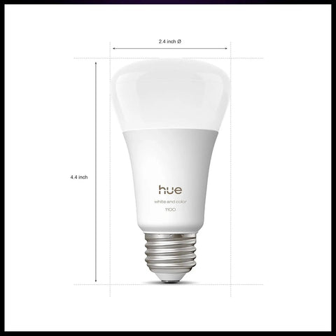 4.4 inch A19 E26 LED bulb from Smart Home Starter Kit With Bridge Pro And Four A19 And E26 Smart Bulbs, White To Color Ambiance, Dimmable