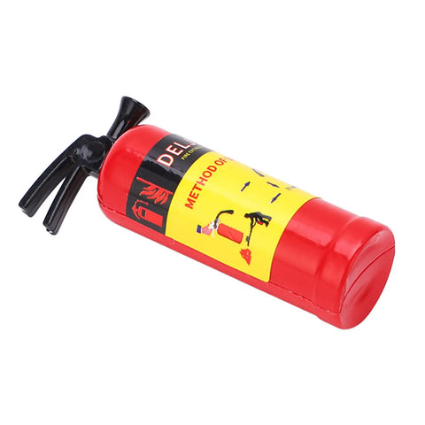 Red Dope Mini Fire Extinguisher For Rc Cars, 47mm, lightweight accessory for Axial Scx10 rigs with stickers.