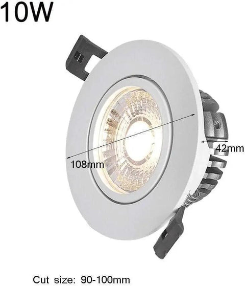 WKNHHL Recessed Lighting Housing Trim Kits Aluminum Adjustable Angle Led Downlight Embedded Ceiling Panel Lamp Commercial Use Round Recessed Spotlight Flood Light,Warm Ligh,Warm with 10W power and dimensions.