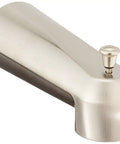 Eva 3853BN Tub Spout With Lift Diverter, brushed nickel finish, 7 inch reach, corrosion resistant, quick install, side view