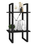Two Tier Black Book Cabinet For Home Or Office Engineered Wood Storage Shelf with decor, books, and plants visible.