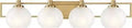Four Light Vanity Light Fixture In Brushed Gold, 31.25 Inch Wall Mount, no shade design, modern mirror lighting for bathroom or bedroom