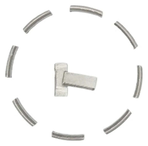 Six turbo diamond concrete segments for core drill bits, curved segments around a central mounting block