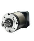 Top Shelf Planetary Gearbox Motor Reducer Featuring 42 Millimeter Input Shaft And 15 To 1 Ratio For Servo Motors PLE160 Aluminum Housing Heavy Duty Smooth Cnc Setup close-up of reducer motor.