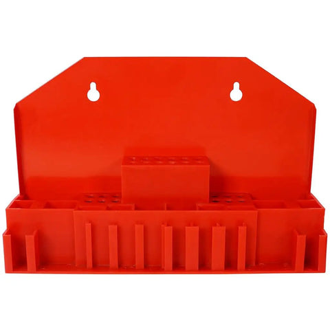 Empty red storage tray for Beefy Heavy Duty T Slot Clamping Kit For Milling Machines With Heat Treated Tool Steel Hold Down Set