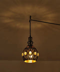 Plug In Pendant Lighting Swag Lamp In Black Iron With Adjustable Cord Vintage Rustic Hanging Ceiling Fixture Dimmable Pendant Light