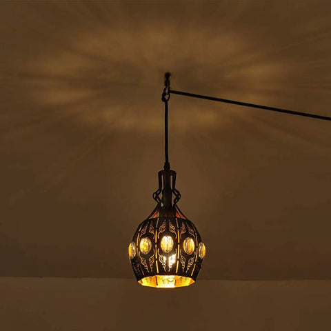 Plug In Pendant Lighting Swag Lamp In Black Iron With Adjustable Cord Vintage Rustic Hanging Ceiling Fixture Dimmable Pendant Light