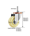 Beefy Swivel Stem Caster Wheels With Brake M Threaded Mount dimension details and specifications shown