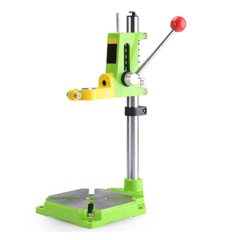 Ycauty Adjustable Mini Bench Drill Press Stand With 360 Degree Rotation Electric Rack Holder For Home Use Steel And Plastic Projects height flexible clamp tool accessory solid build side view with colorful design