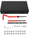 25Pcs Pro Grade Thread Repair Kit M7x1 Stainless Steel Thread Inserts With Spiral Drill And Wrench For Auto Parts Includes 20 Threaded Inserts And Tap Tools To Repair Damaged Holes Quickly, shown in a black case with tools and inserts displayed.