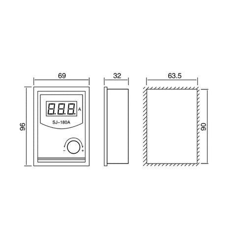Diagram of SJ-180A tension controller for Heavy Duty 24V Single Shaft Magnetic Powder Brake With Tension Controller Kit