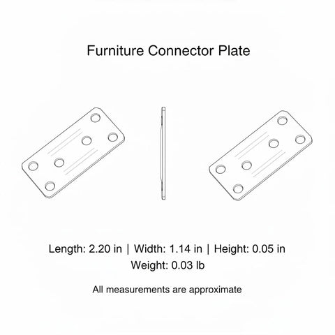 Flat Steel Connector Plate For Wood Repair To Fix Cabinets And Bookshelves, 3.15 X 1.5 Inch Cold Rolled Bracket diagram