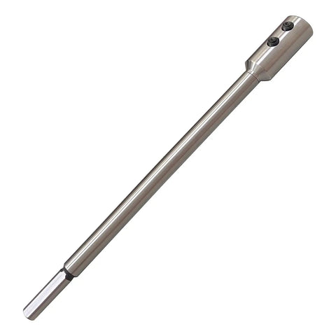 Ten Inch Alloy Steel Forstner Bit Extension Rod For 3/8 Inch Drills Delivers No Sweat Deep Drilling with secure chuck mounting.