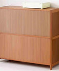 Two Tier Bamboo Desk Book Shelf With Hovering Clear Plastic Door Organizer Rack Space Saving Office Display Shelf