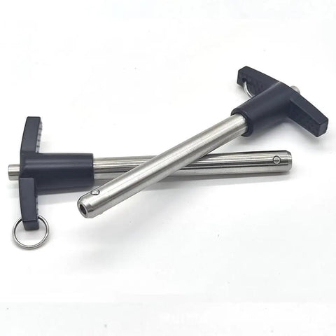 2 Pack T Handle Ball Locking Pins With Rope Quarter Inch Diameter 2 Inch Length 304 Stainless Steel Pin With Aluminum Grip
