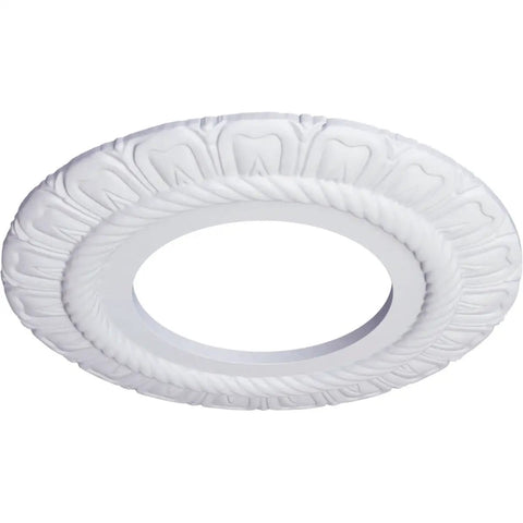 Claremont Ceiling Medallion Nine Inch Outer Diameter, Inner Opening Four and a Half Inches, One Half Inch Projection, Lightweight Primed Finish