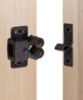 12 Pack Vintage Brown Strong Roller Catch for Cabinets and Cupboards installed on wooden door